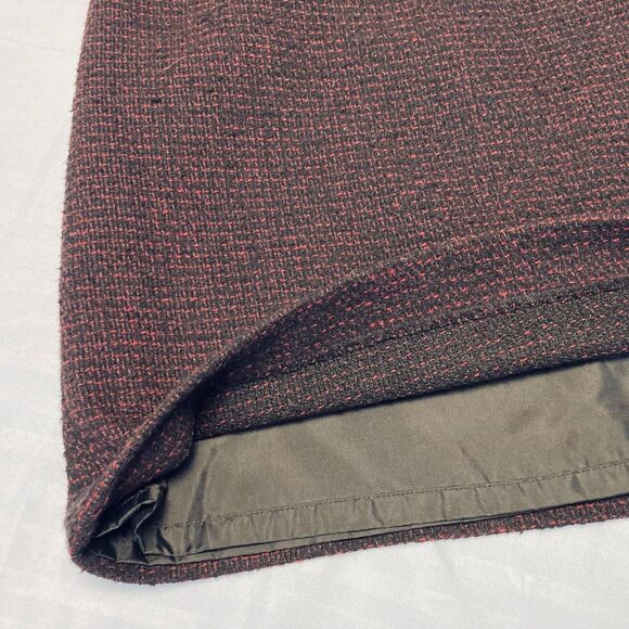 LOFT Lined Wool Blend Skirt Size 4 Black Red Tweed Dark Academia Classic Preppy - Picture 2 of 10